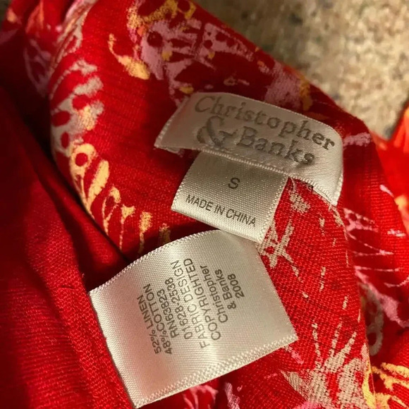 Christopher & Banks Linen Cotton Blend Butterflies Print Blouse/Jacket Women SzS - Picture 4 of 5